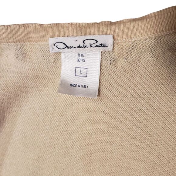 Oscar De La Renta Cream Cashmere & Silk Ruched Polka Dot Trim Bolero - Picture 7 of 10